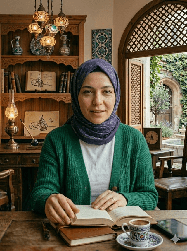 TÜRGEV mezunu masa başında kitap okurken